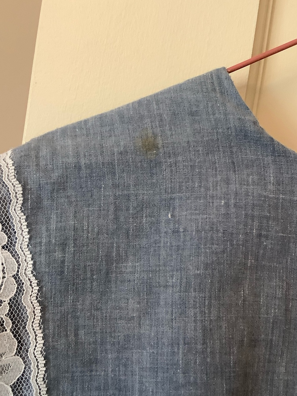 Vintage Prairie Blue Lace Collar Women's Dress - Picture 9 of 10